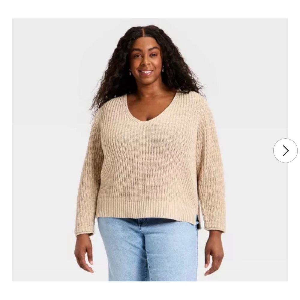 Universal Thread Womens XXL Tan Shaker Stitch V-Neck Pullover Sweater NWT